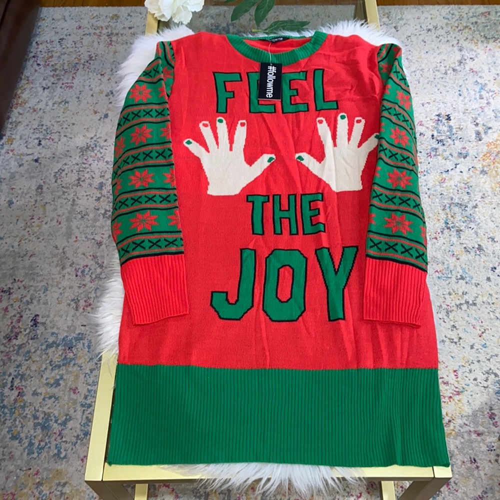 #followme Ugly Christmas Holiday Sweater Dress Size XL - Picture 5 of 15
